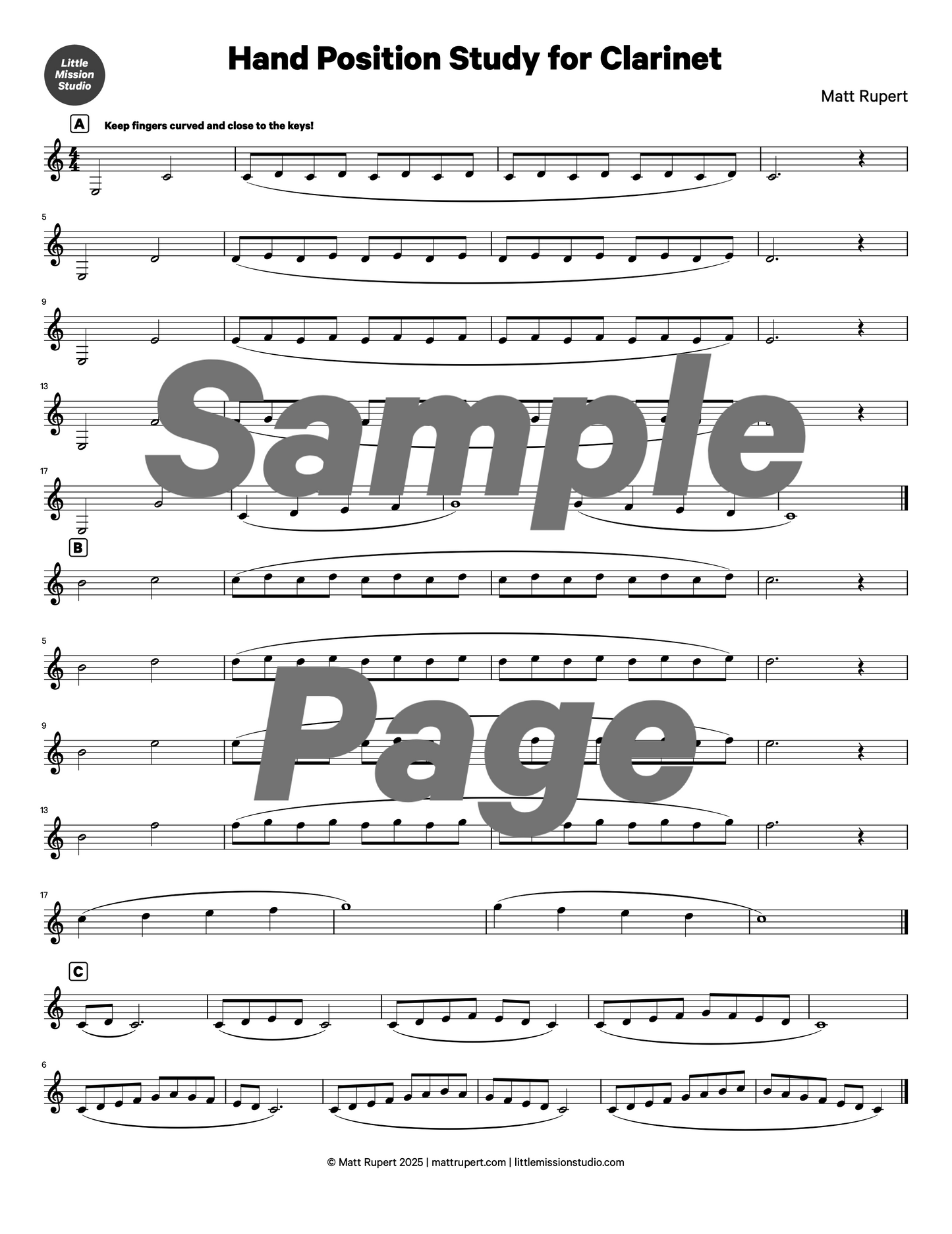 Hand Position Study for Clarinet
