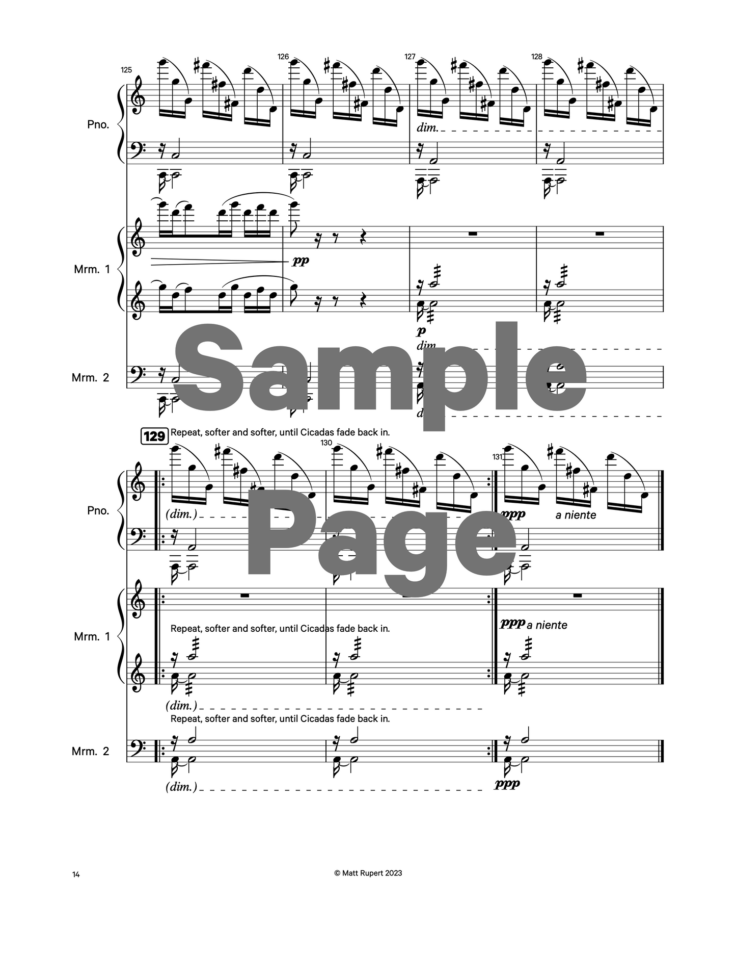 Cicadas for Piano, Marimba, & Audio Recording